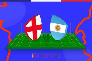 Rugby team England vs Argentina on rugby field. Rugby stadium on abstract background for international championship. vector