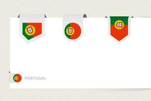 Label flag collection of Portugal in different shape. Ribbon flag template of Portugal vector