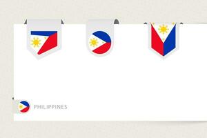 Label flag collection of Philippines in different shape. Ribbon flag template of Philippines vector