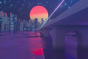 Urban road and sunset sky,abstract conception,3d rendering. photo