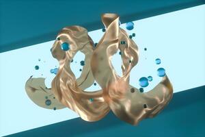 Flowing silk and glass beads with light background,3d rendering. photo