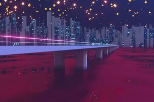 Urban road and starry sky,abstract conception,3d rendering. photo