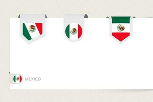 Label flag collection of Mexico in different shape. Ribbon flag template of Mexico vector