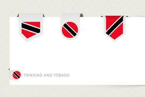 Label flag collection of Trinidad and Tobago in different shape. Ribbon flag template of Trinidad and Tobago vector