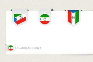 Label flag collection of Equatorial Guinea in different shape. Ribbon flag template of Equatorial Guinea vector