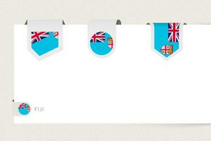 Label flag collection of Fiji in different shape. Ribbon flag template of Fiji vector