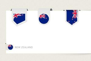 Label flag collection of New Zealand in different shape. Ribbon flag template of New Zealand vector