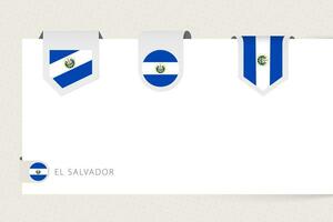 Label flag collection of El Salvador in different shape. Ribbon flag template of El Salvador vector