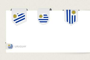 Label flag collection of Uruguay in different shape. Ribbon flag template of Uruguay vector