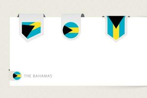 Label flag collection of The Bahamas in different shape. Ribbon flag template of The Bahamas vector