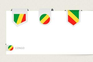 Label flag collection of Congo in different shape. Ribbon flag template of Congo vector