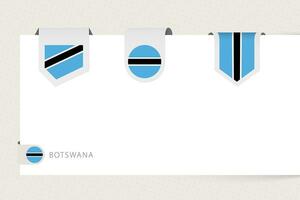Label flag collection of Botswana in different shape. Ribbon flag template of Botswana vector