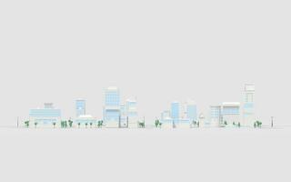Digital city model with white background, 3d rendering. photo