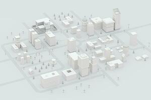 Downtown building, simulation city, 3d rendering. photo