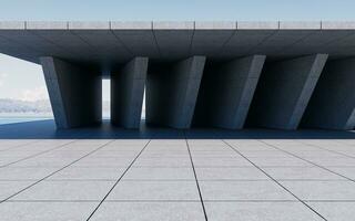 Abstract concrete buildings with open background, 3d rendering. photo