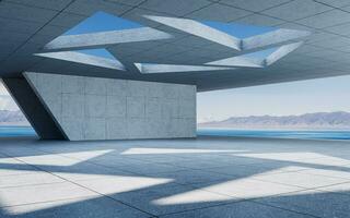 Abstract concrete buildings with open background, 3d rendering. photo