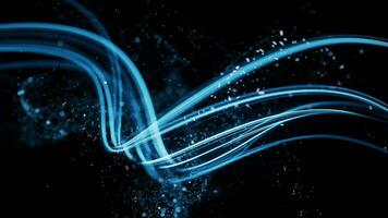 Flowing curve and particles background, 3d rendering. video