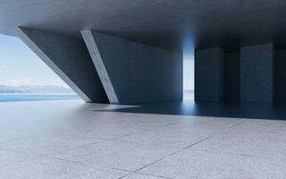 Abstract concrete buildings with open background, 3d rendering. photo