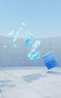 Translucent cubes with outdoor background, 3d rendering. photo