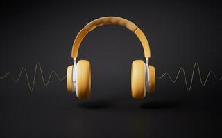 Headphones gaming headset, 3d rendering. Listening audio electronic device. photo