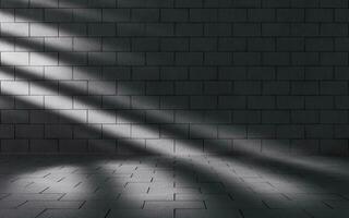 Dark brick room with light comes in, 3d rendering. photo