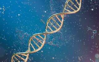 DNA genomes structure with division molecule, 3d rendering. photo