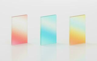 Gradient glass with white background, 3d rendering. photo