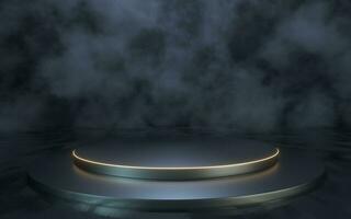 Empty stage with fog background, 3d rendering. photo