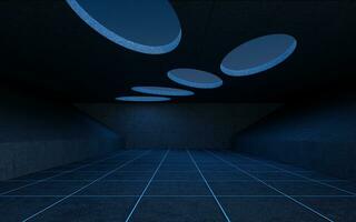 Abstract concrete building with dark background, 3d rendering. photo