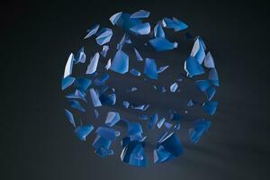 The broken pieces of the crystal ball, 3d rendering. photo