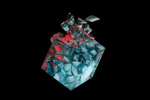 Cracked cube gem, destroyed cube rock, 3d rendering. photo