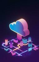 Cloud computing conceptual illustration, 3d rendering. photo