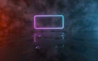 Neon light with muddy ground, 3d rendering. photo