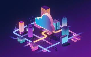 Cloud computing conceptual illustration, 3d rendering. photo