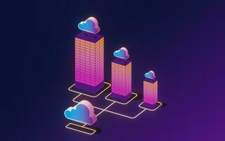 Cloud computing conceptual illustration, 3d rendering. photo