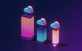 Cloud computing conceptual illustration, 3d rendering. photo