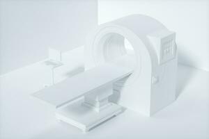 The medical equipment CT machine in the white empty room, 3d rendering. photo