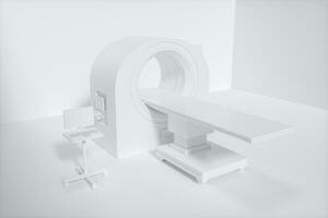 The medical equipment CT machine in the white empty room, 3d rendering. photo