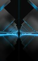 Triangle tunnel with cubes on sides, 3d rendering. photo