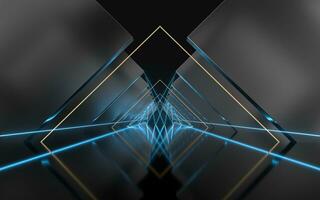 Triangle tunnel with cubes on sides, 3d rendering. photo