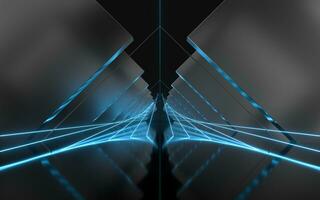 Triangle tunnel with cubes on sides, 3d rendering. photo