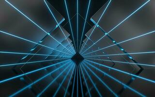 Triangle tunnel with cubes on sides, 3d rendering. photo