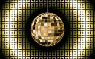 Shiny disco ball with golden light background, 3d rendering. photo