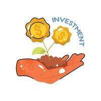 Investment doodle vector colorful Sticker. EPS 10 file
