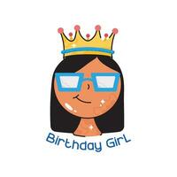 Birthday Girl doodle vector colorful Sticker. EPS 10 file