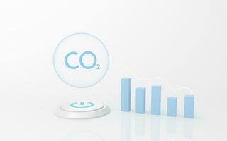 Carbon emissions and bar chart, 3d rendering. photo