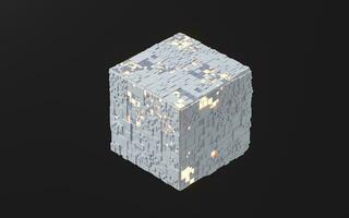 Cubes and materials, circuits structure, 3d rendering. photo