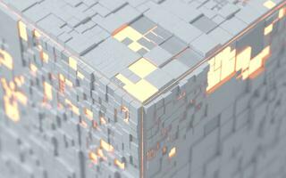 Cubes and materials, circuits structure, 3d rendering. photo