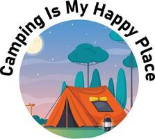 acampar es mi diseño de camiseta de lugar feliz vector