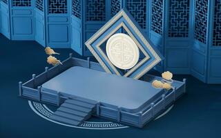 Empty stage with Chinese background, 3d rendering. photo